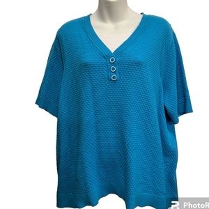 CJ Banks cotton sweater in aqua.  Size 2X